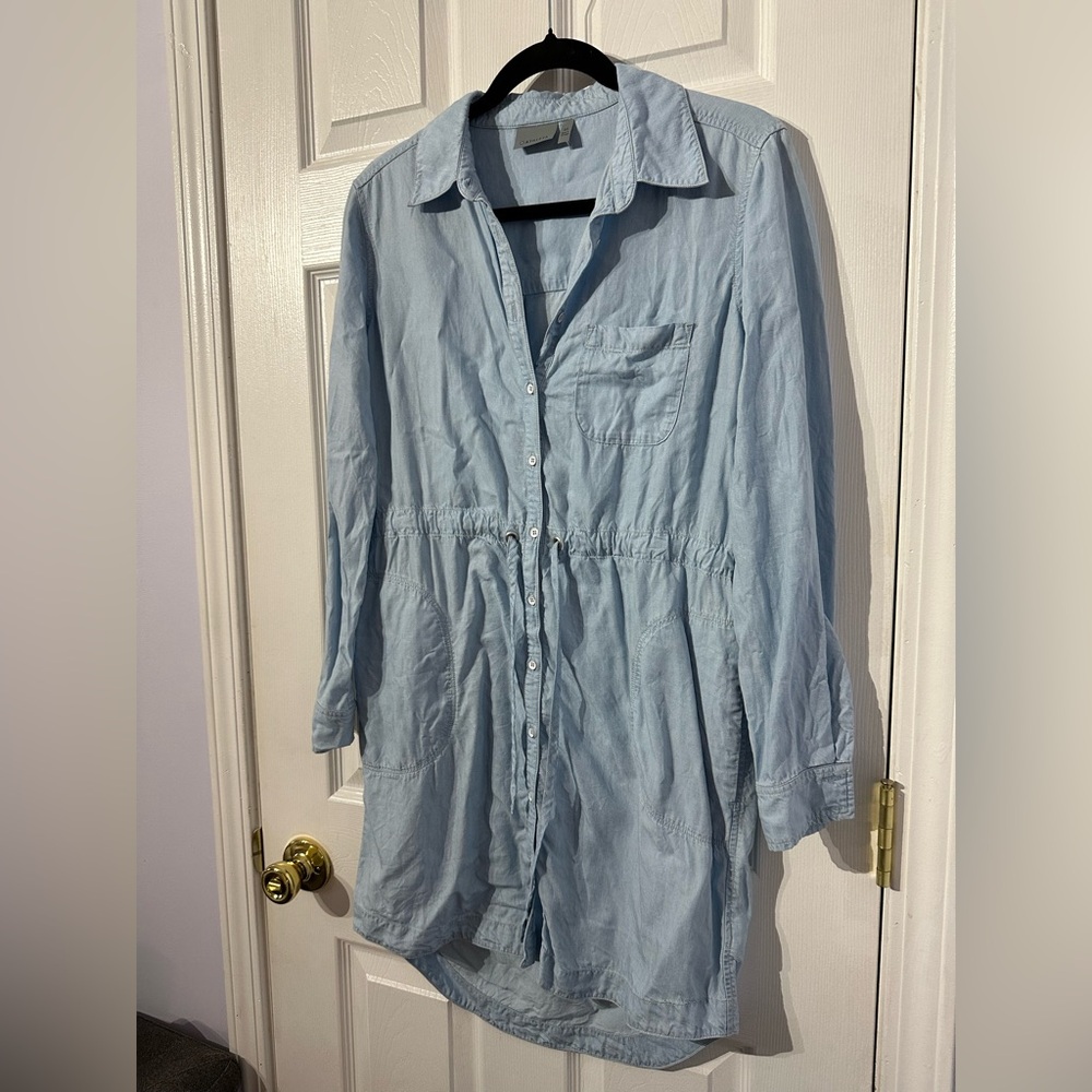 Athleta Light Blue Denim Shirt Dress XS - Picture 5 of 15
